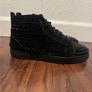 Christian Louboutin Black Studded High-Top Sneakers